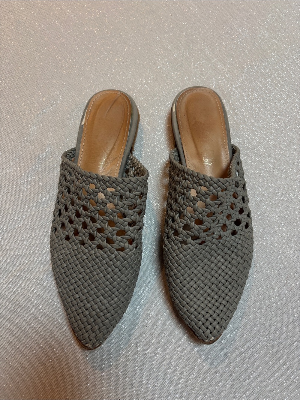 Mi.iM Woven Pointed-Toe Slip-On Mules in Gray
